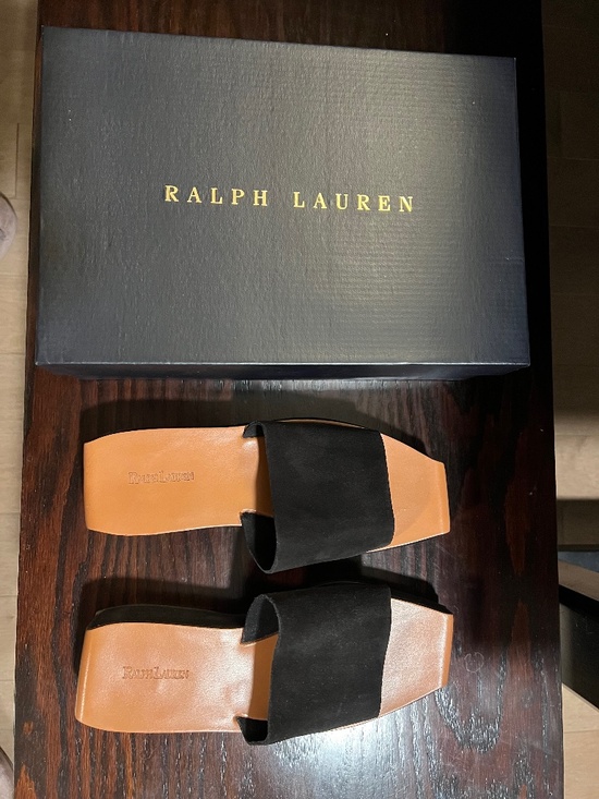 Ralph Lauren Shoes - Ralph Lauren Suede and Leather Black Platform Sandals